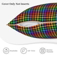thumbnail image 3 of KLL Rainbow Houndstooth Decorative Throw Pillow Covers Velvet Soft for Couch Sofa Bedroom Living Room Outdoor (No pillow core)- 20"x20", 3 of 5