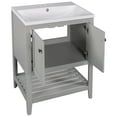 thumbnail image 5 of Churanty Bathroom Vanity with Sink 24" Solid Wood Frame Open Style Shelf,Gray, 5 of 15