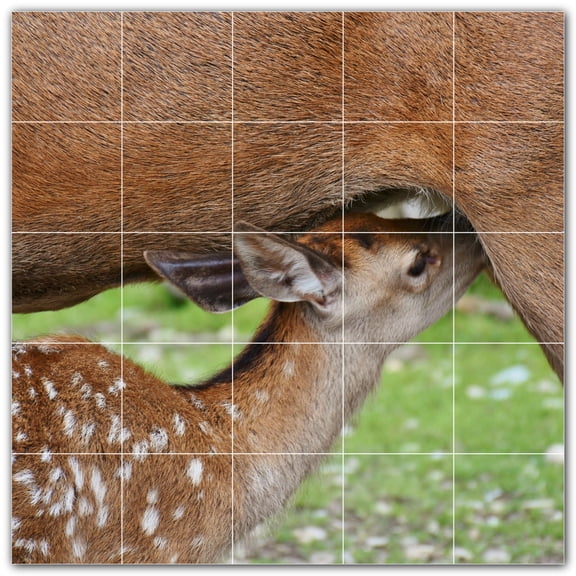 Picture-Tiles.com: Deer Ceramic Tile Wall Mural WAL500465-55L. 40"W x 40"H using (25) 8" x 8" Ceramic Tiles-Satin Finish