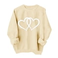 thumbnail image 2 of FAWUUDO Womens Sweet Valentines Crewneck Pullover Loose Fit Long Sleeve Heart Print Graphic Sweatshirt Casual Cozy Romantic Holiday Wear Beige S, 2 of 7