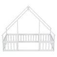 thumbnail image 5 of Twin Floor Bed for Kids Toddlers, Wooden Montessori Bed Frame with Roof and Fence Guardrails, Playhouse Bed Tent Bed for Boys Girls Bedroom, Easy Assembly, White, 5 of 7