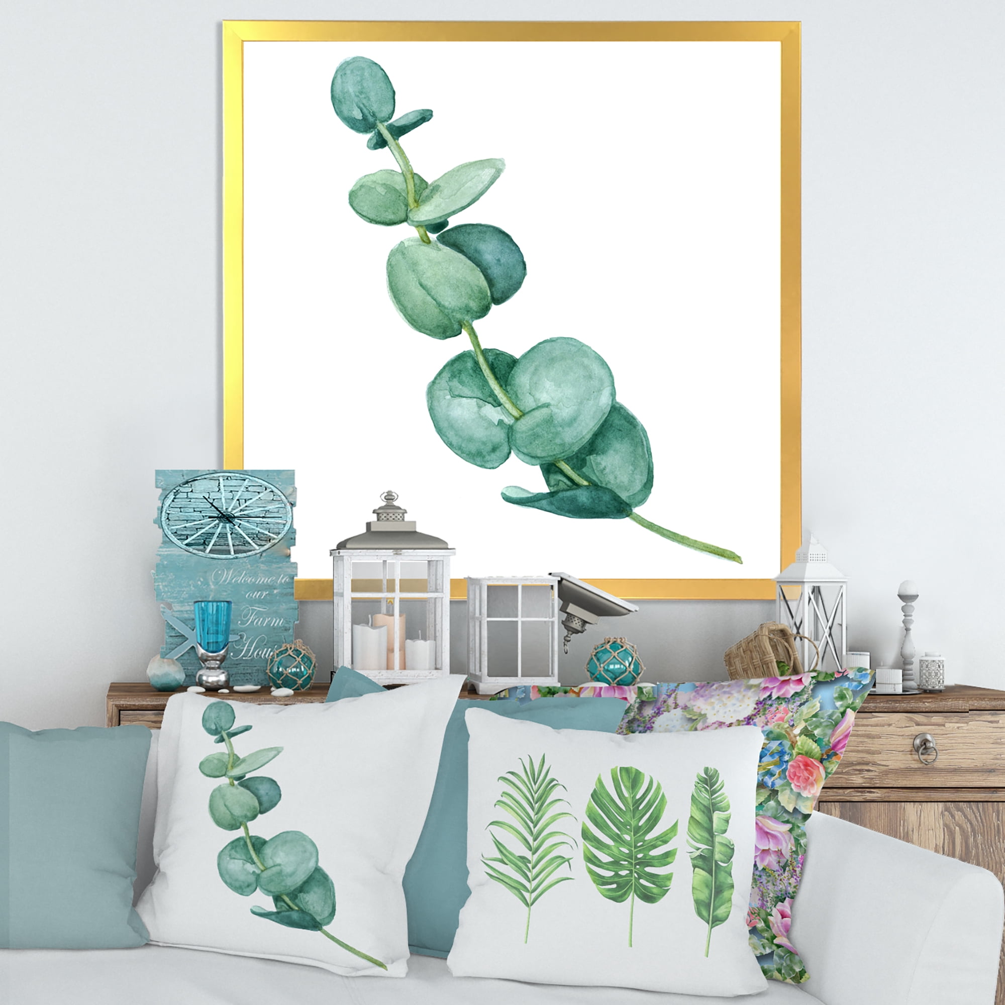 Designart 'Young Eucalyptus Branches and Leaves II' Traditional Framed Art Print