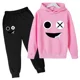 thumbnail image 3 of Sudadera con capucha y pantalón con estampado de cara sonriente para niños, traje de 2 piezas, ropa de moda para niños y niñas, sudadera, conjunto deportivo para bebés y adolescentes, 3 of 5