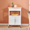 thumbnail image 3 of Kitchen Island on Wheels, Large Kitchen Island with Storage Drawers, Rolling Island for Kitchen with Wooden Countertop, Tower Rack, Lockable Wheels, White, 3 of 7