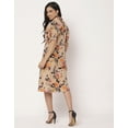 thumbnail image 4 of Moomaya Women's Printed Lapel Collar Dress Puff Sleeves Knee Dress With Pockets, 4 of 8