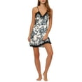thumbnail image 1 of INSPIRE CHIC Nuisette de Détente en Satin à Dentelle pour Femme, Col en V, Robe de Pyjama, Camisole, Chemises de Nuit, m Noir-Blanc, 1 of 6