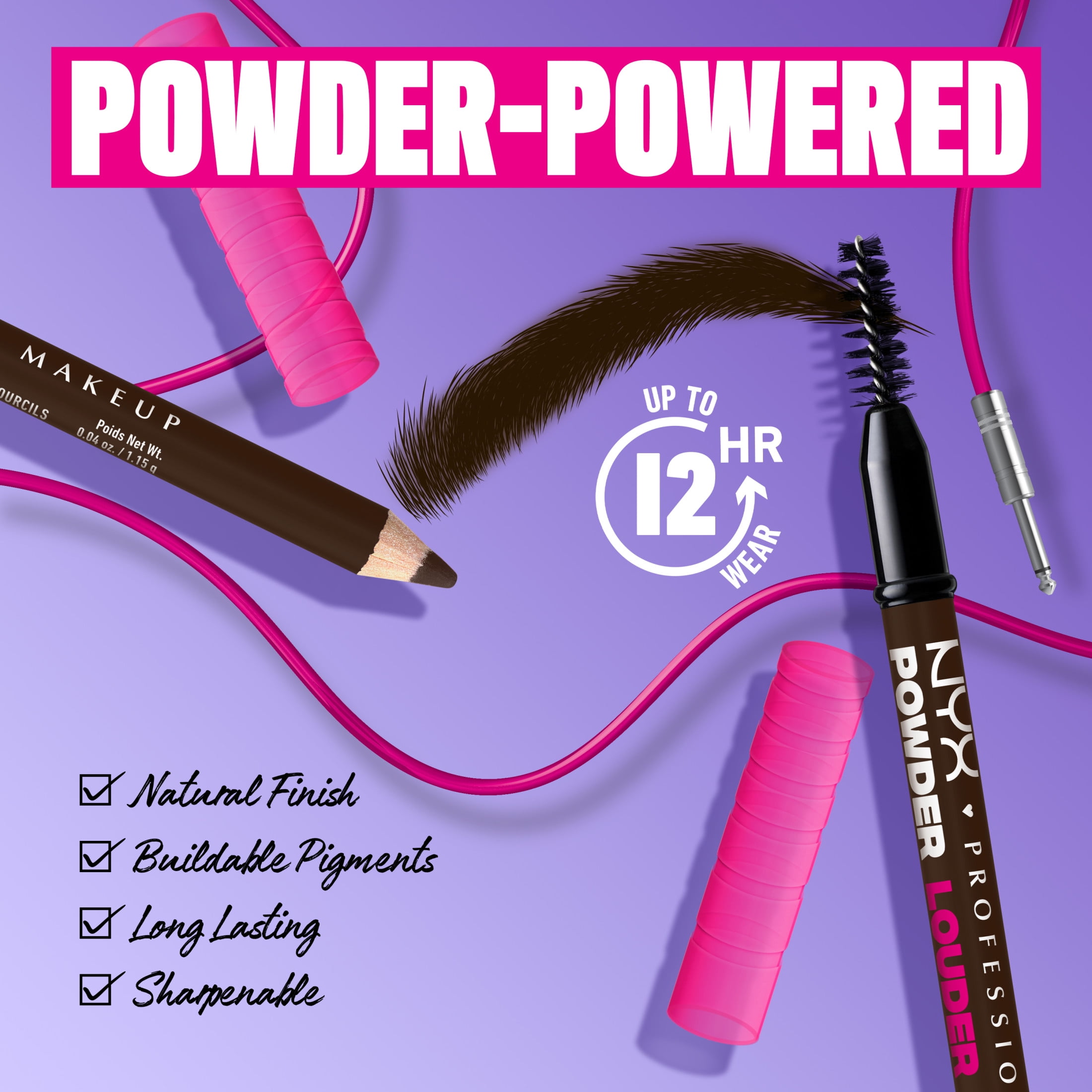 (3 pack) NYX Professional Makeup Brow Powder Louder, Brow Pencil, Deep Brown, 1 Count, Deep Brown, 0.04 oz