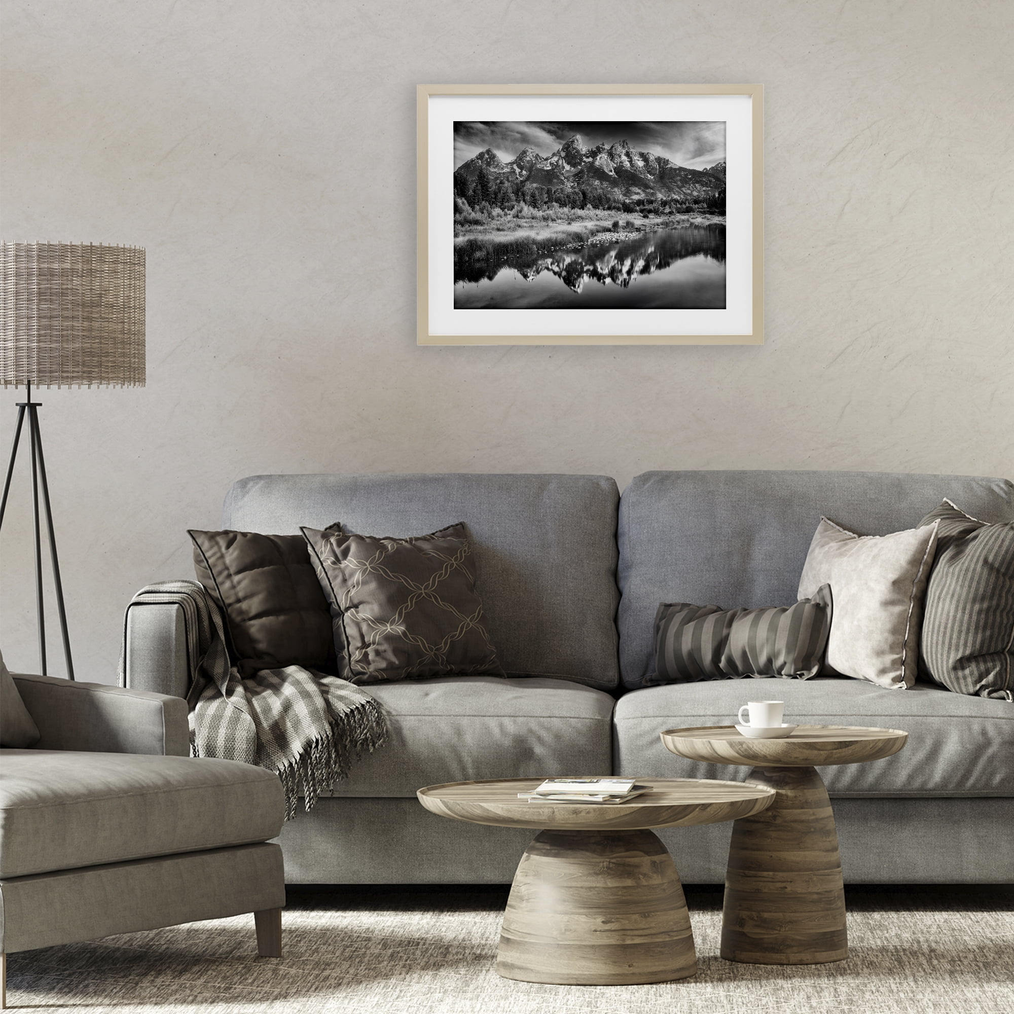 Stupell Industries Teton Mountain Reflections Birch Framed Print Under Glass, design by Rick Berk