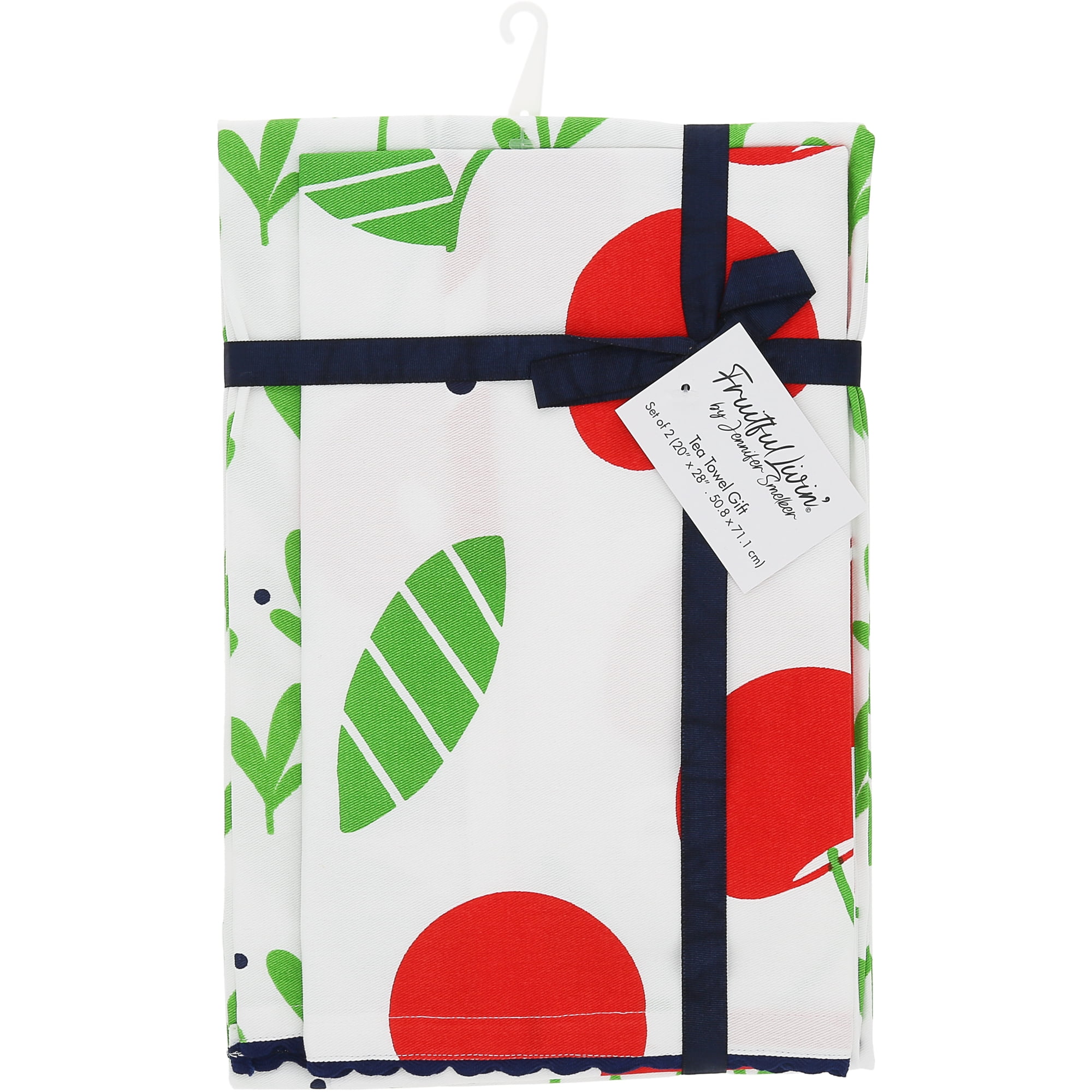 Pavilion - Cherries - Set of Two 20" x 28" Decorative Tea Towels - Vintage Summer Cherry Polka Dot Fruit Kitchen Decor