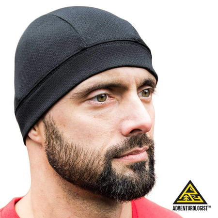 SKULL CAP [BLACK 2 PACK] , Best for Men and Women as a Helmet Liner, Thermal Cycling Beanie, Running Hat, Do-Rags and Workout Caps, Perfect under Motorcycle Helmets, Covers Ears and Wicks (Best Price Motorcycle Helmets)