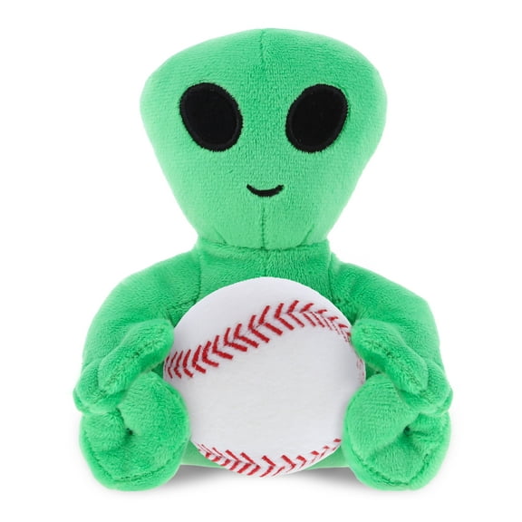 DolliBu Green Alien Stuffed Animal with Baseball Plush - Soft Huggable Alien, Adorable Playtime Alien Plush Toy, Cute Space Gift, Super Soft Plush Doll Animal Toy for Kids and Adults - 6 Inches