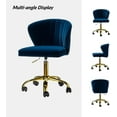 thumbnail image 7 of HULALA HOME Home Office Desk Chair with Gold Wheels, Small Cute Vanity Chair with Back for Bedroom, Adjustable Rolling Task Work Seat for Women/Girls, Navy, 7 of 7