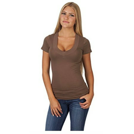 Sexy Plus Size Low-Cut Cleavage V-Neck T-Shirt Tee Top 1x2x3x - Walmart.com