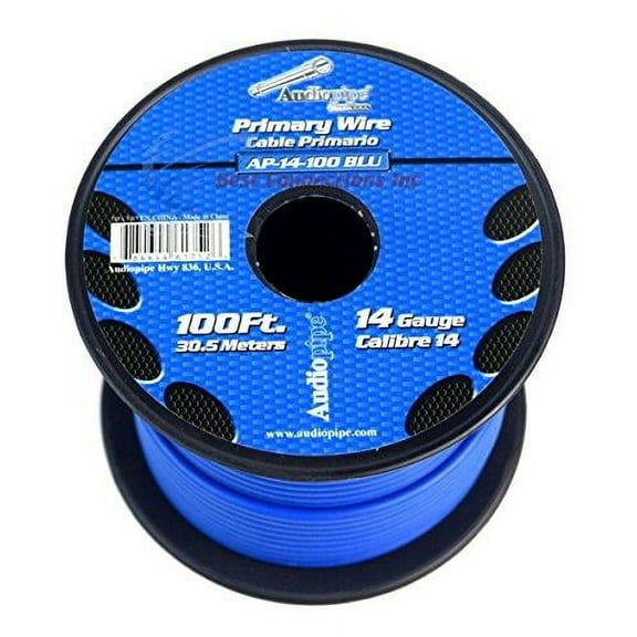14 Gauge Car Audio Primary Wire (100ft–Blue)– Remote, Power/Ground Electrical