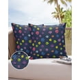 thumbnail image 6 of Pack of 2 Outdoor Pillow Covers, Black Background Cute Dog Paw Print Waterproof Square Throw Pillowcase Cushion Decorative Pillow Covers for Couch Patio Tent, 18x18 in, 6 of 6