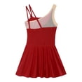 thumbnail image 6 of YEAHDOR Girls Juniors Shiny Rhinestone Asymmetric Skating Dress Gymnastics Jazz Tank Dress Dancewear,Sizes 6-16 Burgundy 16, 6 of 7