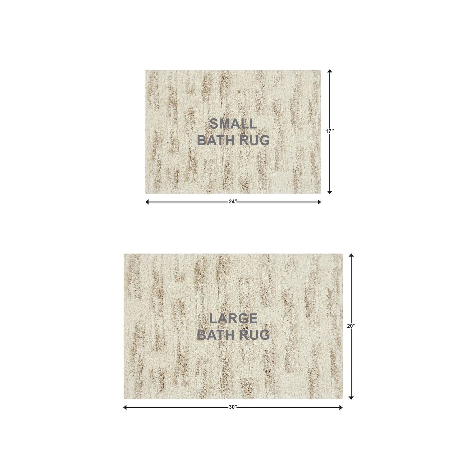 Ensemble de tapis de bain touffeté 2 pièces beige calcaire Hi Low hometrends