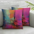 thumbnail image 3 of JEUXUS  Art Abstract Throw Pillow Case Cushion Covers Bright Fuchsia, Magenta, Pink, Red, Yellow, Green and Blue  for Couch Bed Sofa Car Waist, 3 of 5