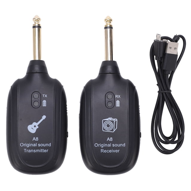 Kit de accesorios para sistema de guitarra inalámbrico, receptor, transmisor y pastilla recargable
