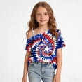 thumbnail image 4 of WPPGONE Patriotic T Shirt for Girls One Shoulder One Shoulder Short Sleeve Toddler Loose Fit 4th of July Tops Stars Red White and Blue Design American Flag Shirts USA Summer Clothes, 4 of 9