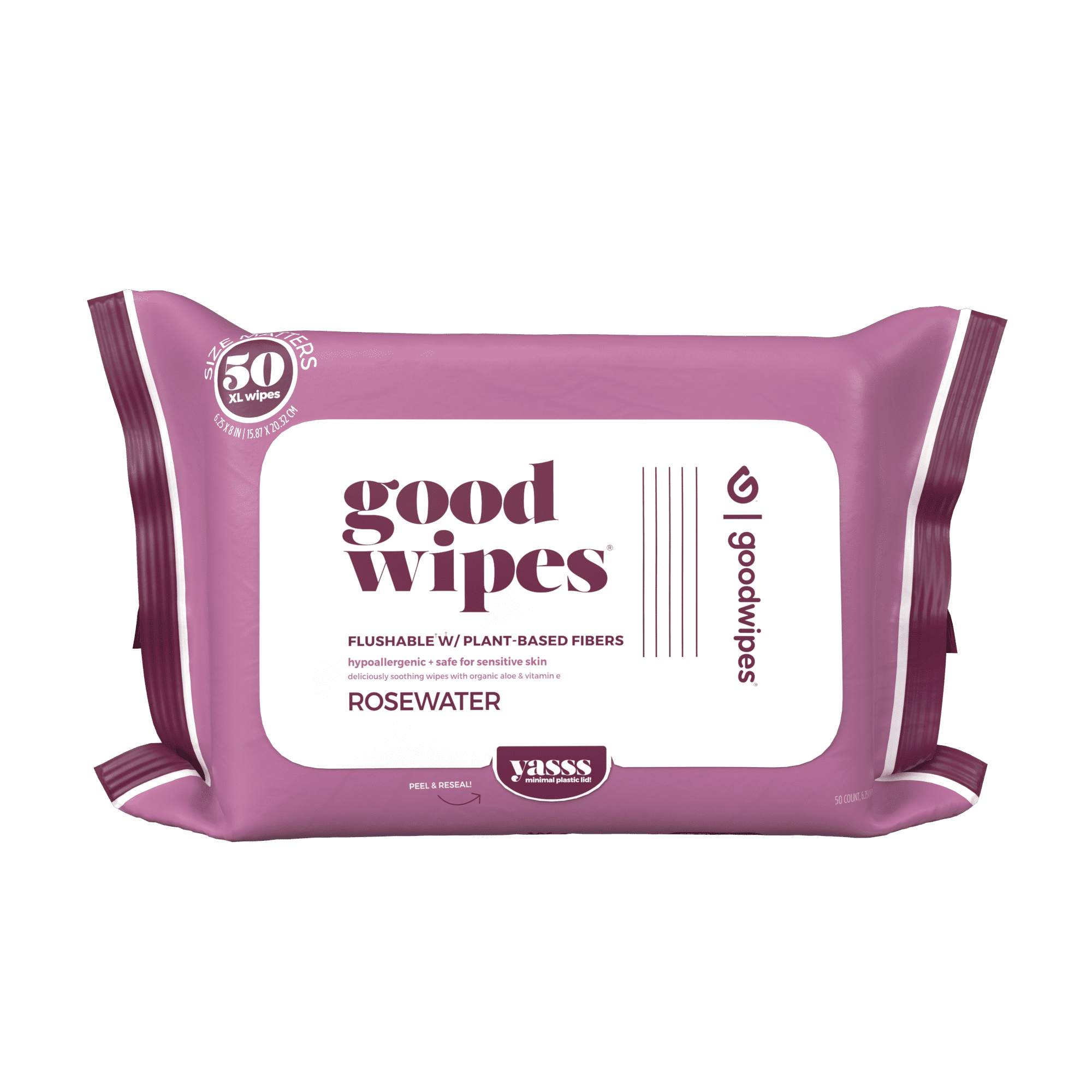 Goodwipes Flushable and Biodegradable Wipes with Botanicals, Rosewater, 1 Pack, 50 Count