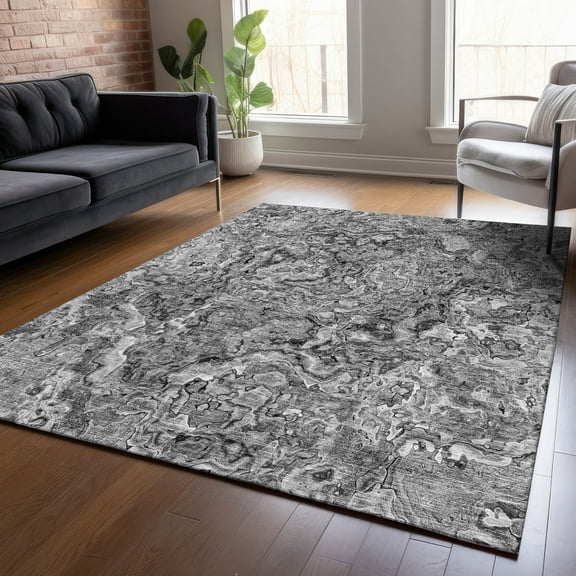 Addison Rugs Chantille Indoor/Outdoor Transitional Abstract Gray Washable Rectangle Rug, 3' x 5'