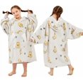 thumbnail image 7 of Wearable Blanket Hoodie for Kids, Sherpa Oversized Sweatshirt Blanket Flannel with Hood Pocket and Sleeves (Cat), 7 of 7