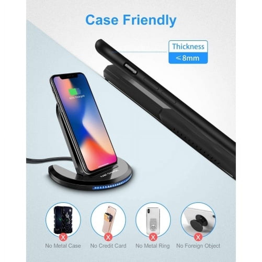 15W Fast Wireless Charger Folding Stand 2-Coils Charging Pad Slim for iPhone XS Max XR X 8 PLUS 12 Pro Max 11 Pro Max Mini - Blackberry Z30 - BLU Vivo XI Plus, G90 Pro, G9 Pro - BOLD N1 - image 4 of 10