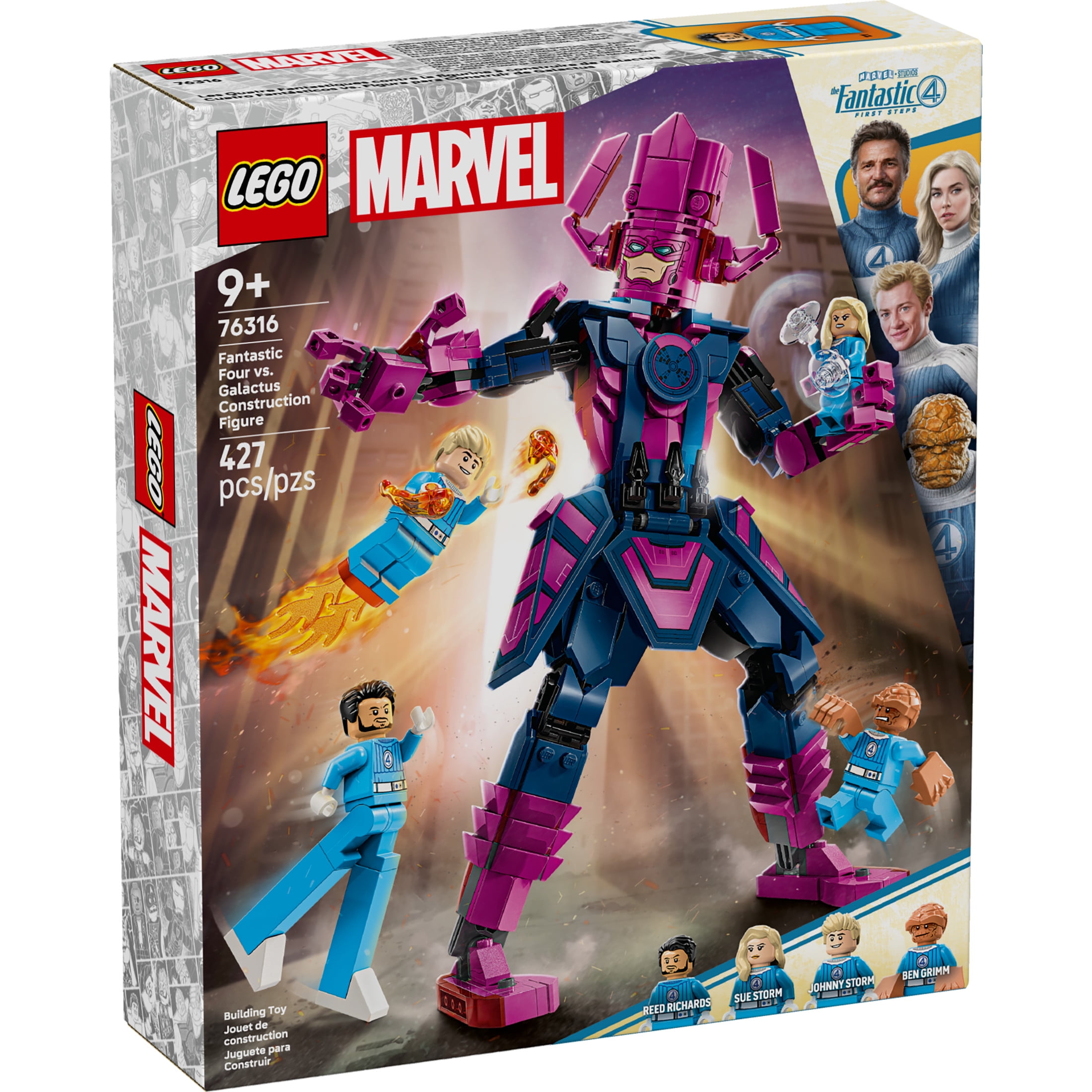 LEGO Marvel Fantastic Four vs. Galactus Construction Figure - Super Hero Building Toy - 4 Minifigures, Including The Thing, Invisible Woman and Human Torch - Gift for Kids, Boys and Girls, 9+ 76316