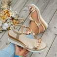 thumbnail image 3 of Dakaela Womens Low Wedge Heels Sandals Shoes Wide Width Platform Espadrilles Walking Summer Beach Shoes, 3 of 8