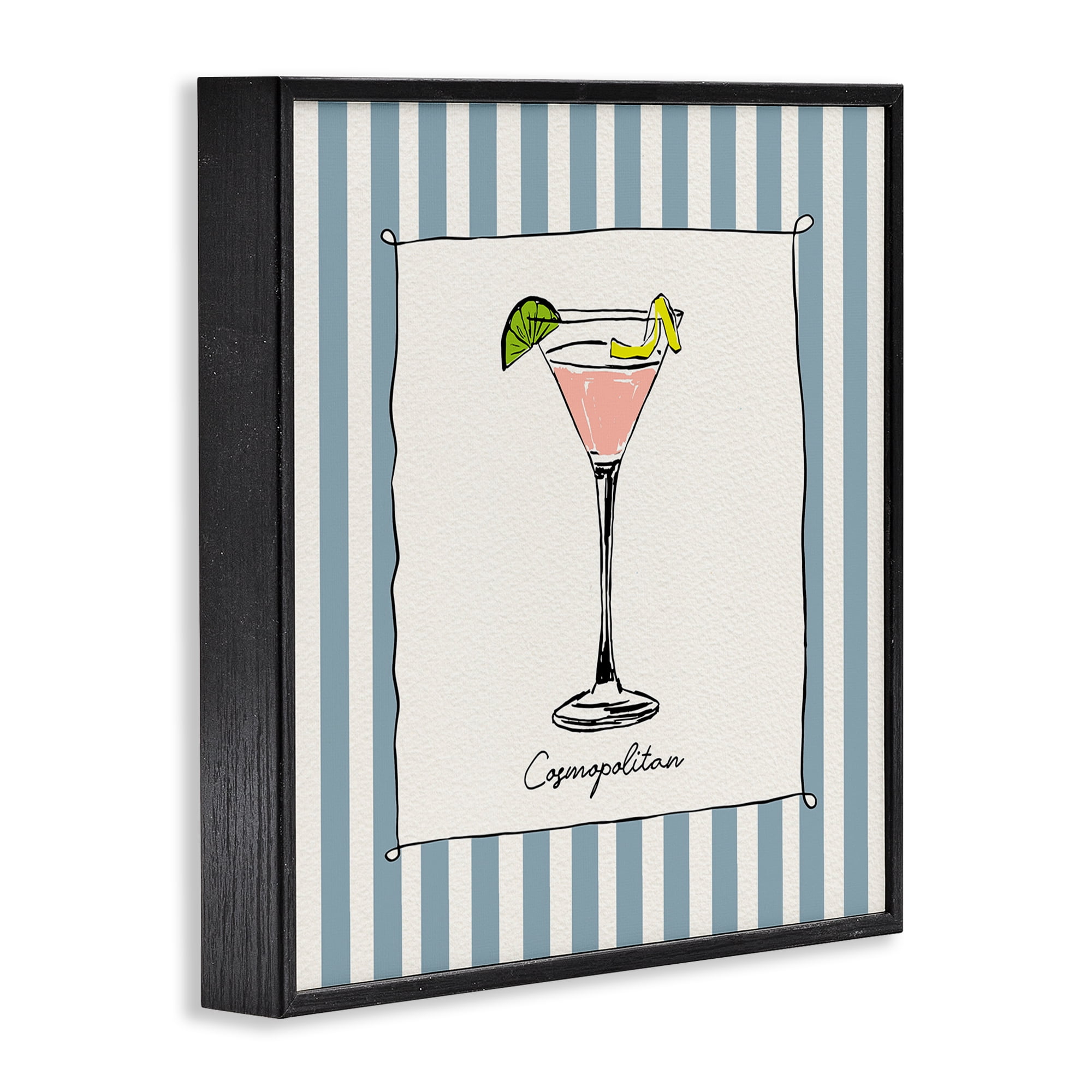 Stupell Industries Cosmopolitan Summer Stripes Black Framed Giclee Art, design by Susan Jill