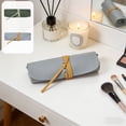thumbnail image 1 of Bolsa de maquillaje – Organizadora cosmética, bolsa de viaje de cuero grueso de doble cara estilo coreano para brochas y lápices de cejas, 9,06 x 2,36 x 2,76 in, 1 of 6