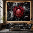 thumbnail image 6 of Red Protea Flower with Dark Glossy Leaves, Moody Dramatic Boho for Nature Lovers, Vintage Floral Wall Art, Housewarming Gift, Tapestry Wall Hanging for Bedroom and Living Room, 6 of 7