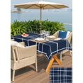 thumbnail image 5 of Outdoor Tablecloth with Umbrella Hole for Patio/Picnic/Party/Camping, Modern Striped Waterproof Table Cloth Rectangle Table Cover Washable, Navy Indigo Contemporary Minimalist Art (52"x 70"), 5 of 9