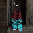 thumbnail image 2 of JULMCOMO Cotton Linen Jumpsuits for Women Plus Size Halloween Spider Web Pumpkin Bat Printed Spaghetti Strap Jumpsuits Costume Holiday Overalls Blue 4XL, 2 of 5