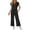 Black, variant on Avrnliq Womens Black Two Piece Casual Set, Stretch Breathable V Neck Cap Sleeve Top & Drawstring Waist Wide Leg Cropped Pants for Everyday Home Travel Wear,Size L