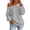 Gray, variant on Women's Drawstring Off the Shoulder Sweatshirt Lightweight Boat Neck Long Sleeve Workout Tops Loose Casual Solid Color Fall Pullovers S