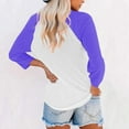 thumbnail image 5 of Tittly T Shirts for Women Tshirts Shirts Women Long Sleeve Round Neck Top Solid Color Color Matching Fashion Sleeves Casual T Shirt Summer Tops Basic Tees Purple XL, 5 of 7