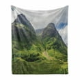 thumbnail image 1 of Scotland Soft Flannel Fleece Throw Blanket, Glencoe Scottish Highlands Mountain Exquisite Hills Under Cloudy Sky View, Cozy Plush for Indoor and Outdoor Use, 60" x 80", Fern Green White, by Ambesonne, 1 of 6