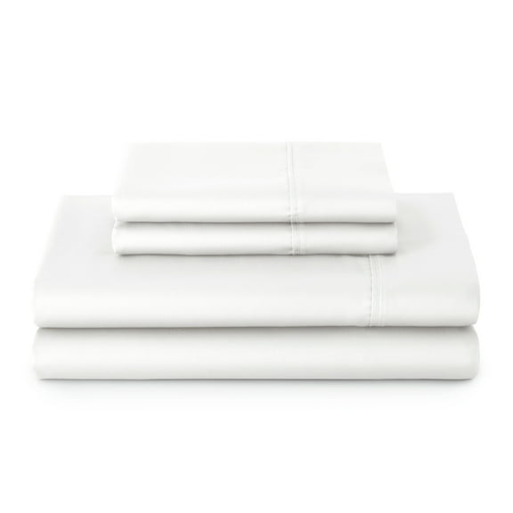 Better Homes & Gardens 4-Piece 300 Thread Count Arctic White Cotton Sateen Bed Sheet Set, Cali King