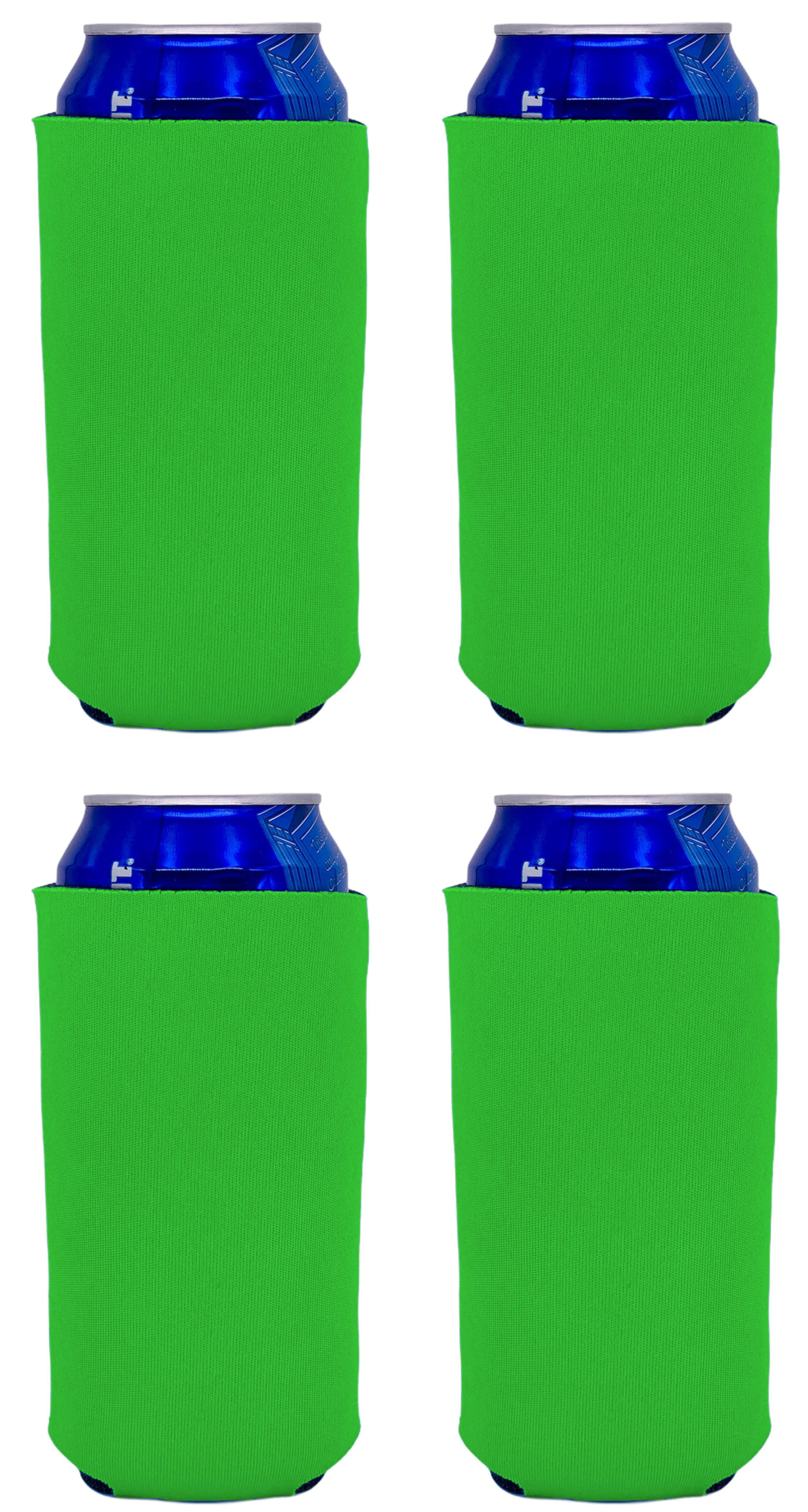 Blank Foam Collapsible 16 oz. Can Coolie (Neon Green, 4 Pack)