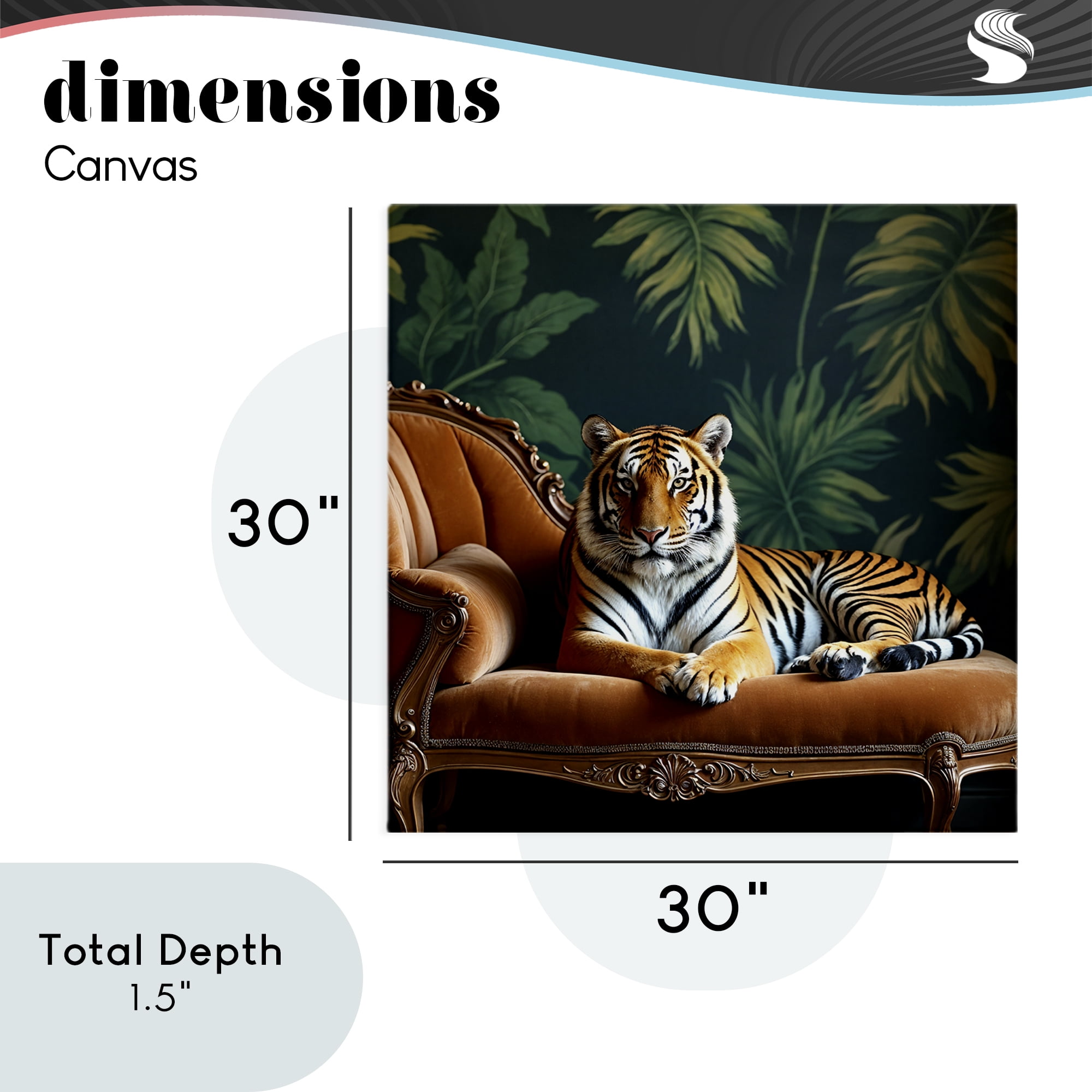 Tiger Lounging on Chaise Canvas Wall Art, design by Lettered and Lined