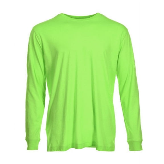 Blue Mountain YMK-1072 Men's Jersey Crew Long Sleeve Tee, Neon Green,Extra Large