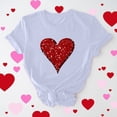 thumbnail image 1 of Cadeau de Saint-Valentin pour Femmes, T-shirt Décontracté à Manches Courtes et Col Rond avec Imprimé Arbre de Noël, 1 of 6