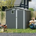 thumbnail image 5 of 6x8 FT Outdoor Storage Shed - Compact Steel Tool Shed with Lockable Doors, 4 Louver Vents & Window, All-Weather Metal Garden Shed for Bike, Lawn Tool Storage (Dark Grey), 5 of 27