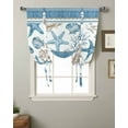 thumbnail image 2 of Blue Coastal Nautical Tie Up Curtains for Kitchen Bathroom Bedroom Windows 45 Inch Length, Summer Beach Starfish Shell Coral Balloon Drape Curtains Shade Rod Pocket Drapery Curtain Panel, 42"x45", 2 of 7