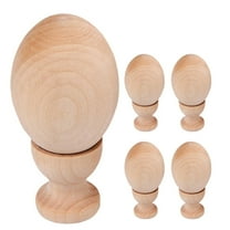 Nishuna 5 Sets Crafts Wood Eggs DIY Making Eggs Fake Eggs Blank Wood Eggs Wood Eggs To Paint