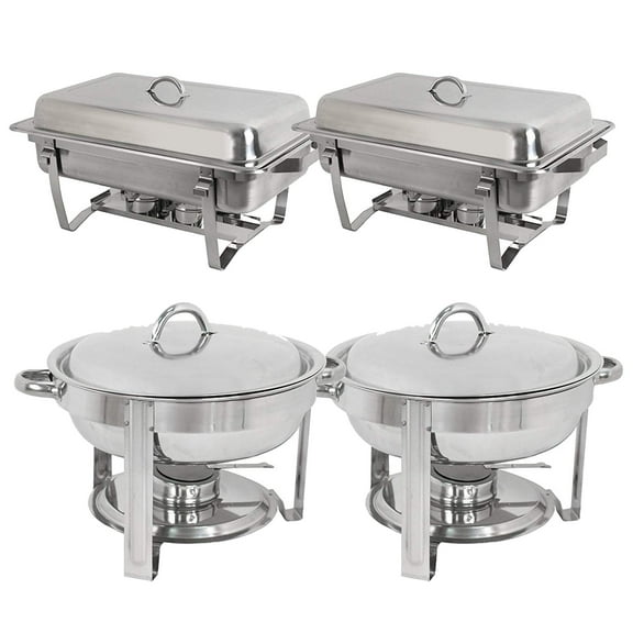 ZENSTYLE Home Restaurants Industrial Buffet Chafing Dishes Sets - 2 Rectangular   2 Round (Shipped in 2 boxes)