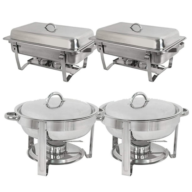 ZENSTYLE Home Restaurants Industrial Buffet Chafing Dishes Sets 2 Rectangular + 2 Round