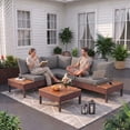 thumbnail image 4 of Poteban 5-piece Outdoor Patio Furniture Set with Modular Sofa, Outdoor Patio Sectional Set,L-Shaped Sectional Sofa Couch with Coffee Table for Backyard,Lawn,Garden,Dark Grey, 4 of 11